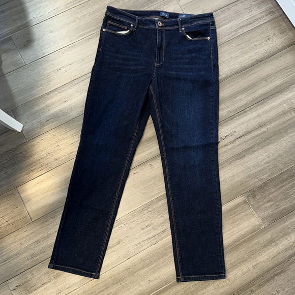 Size 12P J. Jill Denim high Rise Straight Leg Dark Blue Jeans Like New - Picture 2 of 6